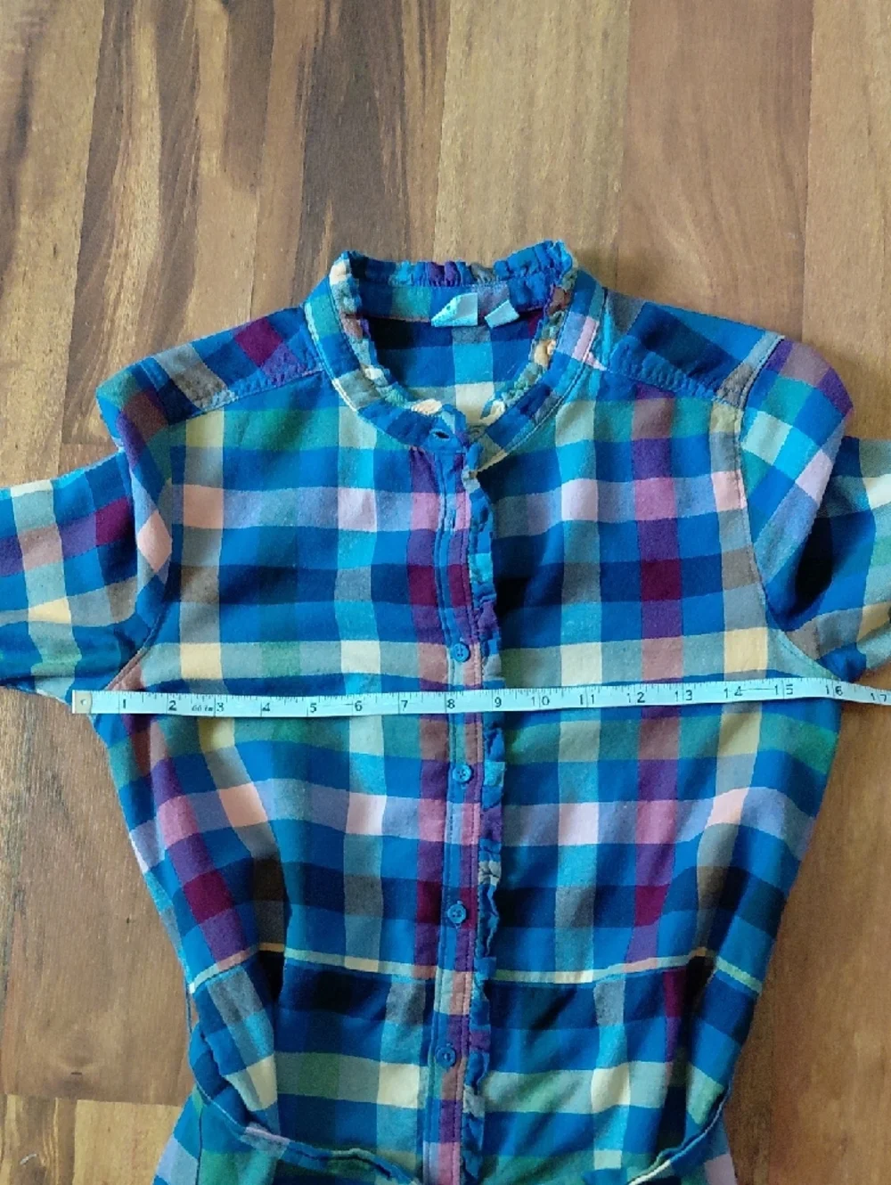 Gap Kids Colorful Multicolored Plaid Shirt Dress Belted Tie Waist Button Down
